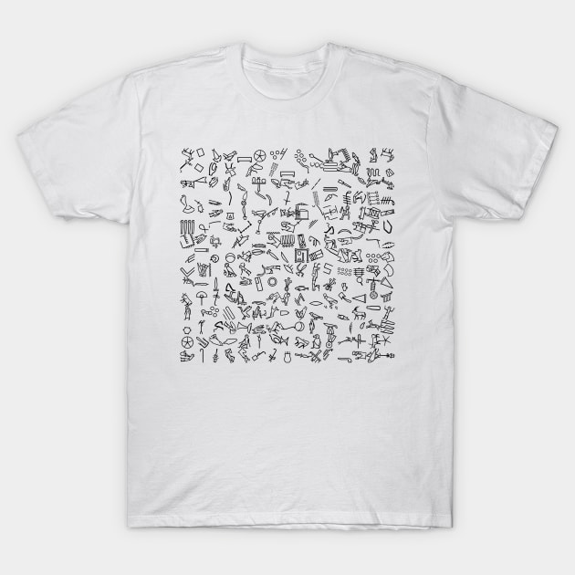 Egyptian Hieroglyphs Pattern T-Shirt by Pixel4Art